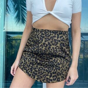 Zara Brown Leopard Print Mini Skirt